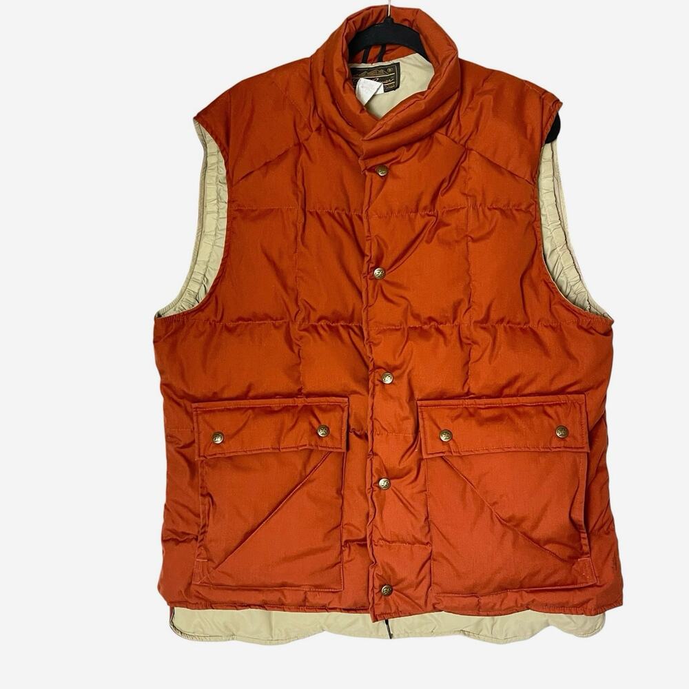 VTG Eddie Bauer Vest Men's XL Goose Down USA Made Gorpcore 80s Burnt Orange